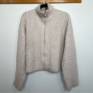 William Rast Cable Knit Zip Up Mock Neck Sweater | XXL